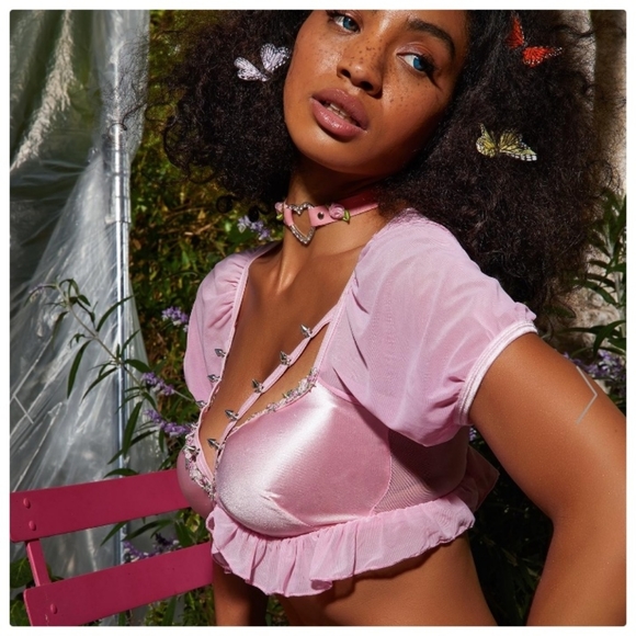 Dolls Kill Sugar Thrillz Feeling Thorny Bra Top - Picture 1 of 10